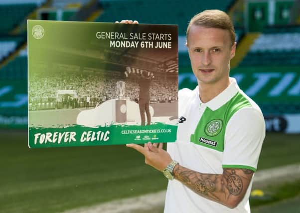 Celtic's Leigh Griffiths, pictured launching season tickets, wants to play in the group stage of the Champions League. Picture: SNS