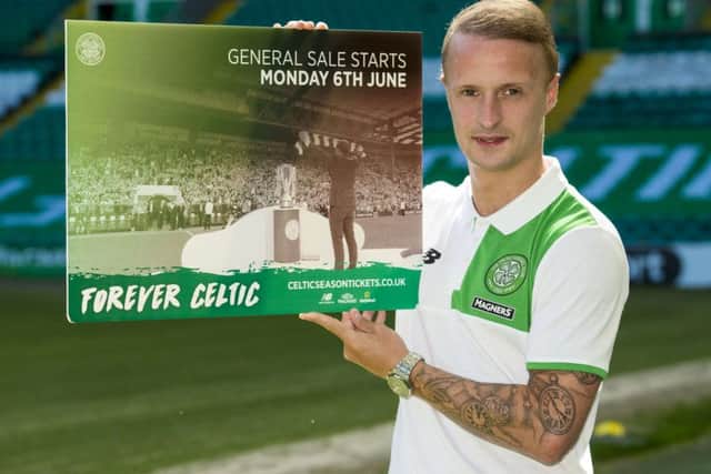 Celtic's Leigh Griffiths, pictured launching season tickets, wants to play in the group stage of the Champions League. Picture: SNS
