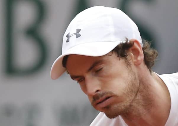 Andy Murray puffs his cheeks after missing a return in the final of the French Open. Picture: AP