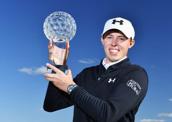 Matt Fitzpatrick holds the trophy after winning the Nordea Masters at Bro Hof Slott Golf Club in Sweden yesterday. Picture: Getty