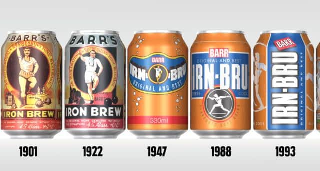 The Irn Bru design has changed over the years.