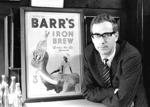 Robin Barr, director A.G. Barr, with a vintage Iron Brew poster in 1971. Picture: Contributed