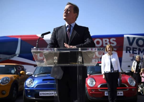 David Cameron speaks at a Remain in the EU campaign event at the Oval cricket ground. Picture: Getty Images