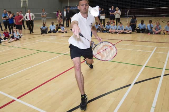 Scotland and Celtic goalkeeper Craig Gordon was unveiled as an ambassador for the 2017 Badminton World Championships in Glasgow. Picture: Bill Murray/SNS