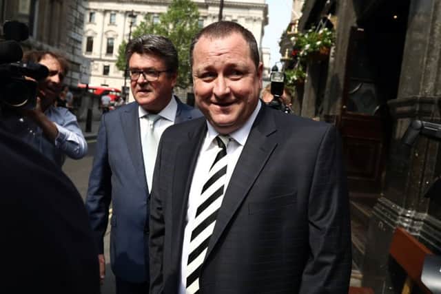 Sports Direct International founder Mike Ashley leaves the Red Lion pub in Westminster to attend a select committee hearing at Portcullis house on June 7, 2016 in London. Picture: Getty Images