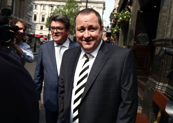 Sports Direct International founder Mike Ashley leaves the Red Lion pub in Westminster to attend a select committee hearing at Portcullis house on June 7, 2016 in London. Picture: Getty Images