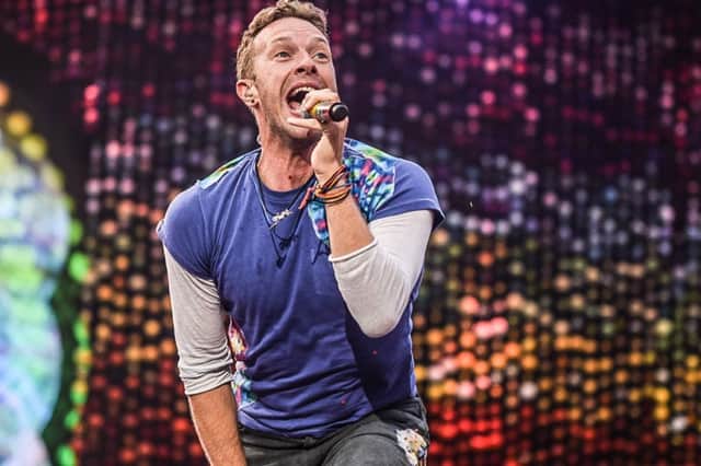Coldplay lead singer Chris Martin at Hampden .  Picture: Callum Buchan