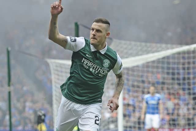 Anthony Stokes scored a double for Hibs in the Scottish Cup final win over Rangers.
Picture: Neil Hanna
