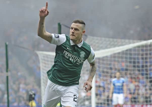 Anthony Stokes scored a double for Hibs in the Scottish Cup final win over Rangers.
Picture: Neil Hanna