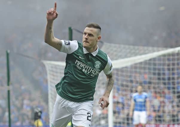 Anthony Stokes scored a double for Hibs in the Scottish Cup final win over Rangers.

Picture: Neil Hanna