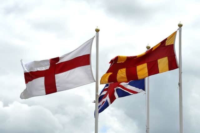 An equivalent set of flags on the English side of the border. Picture: Stuart Cobley