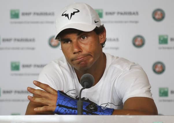 A wrist injury has ruled two-time champion Rafael Nadal out of  Wimbeldon. Picture: Michel Euler/AP