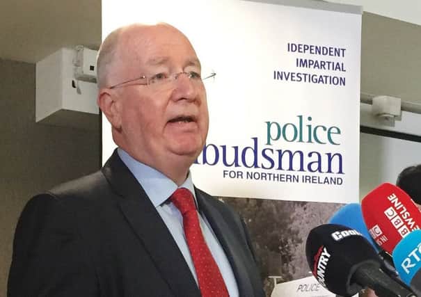Northern Ireland Police Ombudsman Dr Michael Maguire speaking to the media at the Ramada Hotel in Belfast. Picture: PA