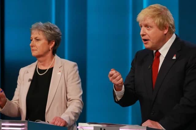 Gisela Stuart and Boris Johnson during The ITV Referendum Debate. Picture: Getty
