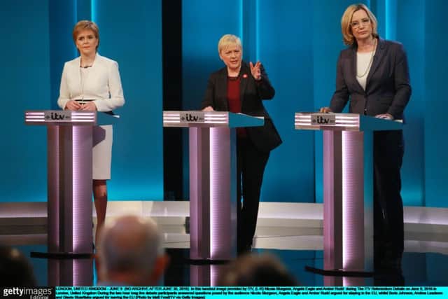 Nicola Sturgeon, Angela Eagle and Amber Rudd  during The ITV Referendum debate.