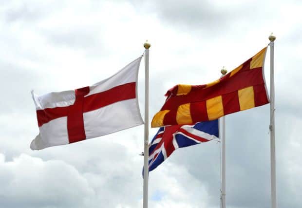 The flags flying on the English side of the Border. Picture: PA