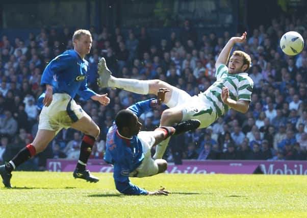 Craig Beattie and Marvin Andrews clash during an Old Firm tie in April 2005. Picture: David Moir/TSPL