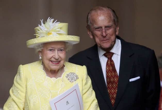 Queen Elizabeth II and the Duke of Edinburgh leave St Paul's Cathedral. Picture: PA