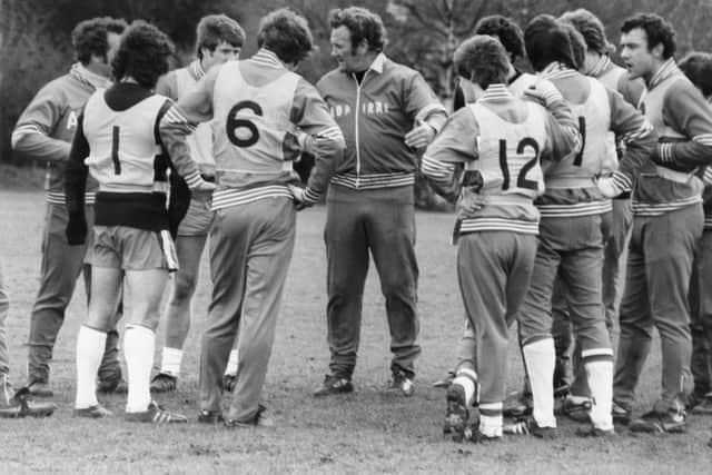 Don Revie, centre, discusses tactics before a World Cup qualifier against Luxembourg at Wembley in March 1977.
Photographs: GettyGetty Images)