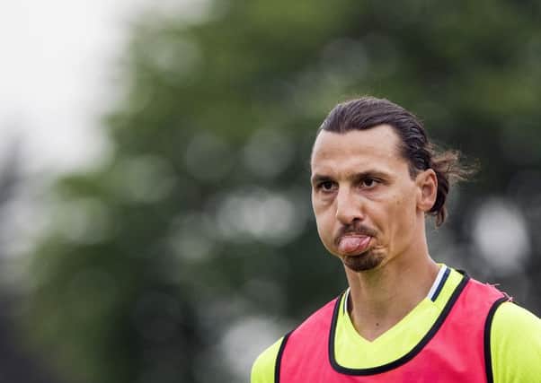 Zlatan Ibrahimovic takes part in a Sweden training session ahead of their Euro 2016 opener against Ireland. Picutre: AFP/Getty Images