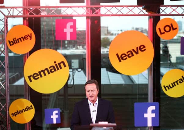 Prime Minister David Cameron takes part in a BuzzFeed News and Facebook live EU referendum debate. Picture: Getty