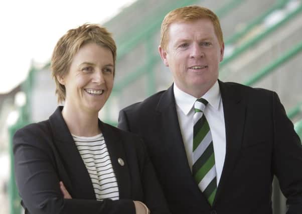 New Hibernian manager Neil Lennon and chief executive Leeann Dempster. Picture: John Linton/PA Wire