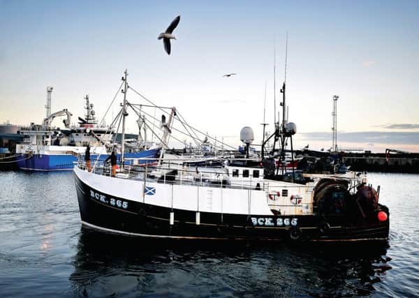 A fishing trawler arrives at Peterhead with the catch. Picture: Jeff J Mitchell/Getty