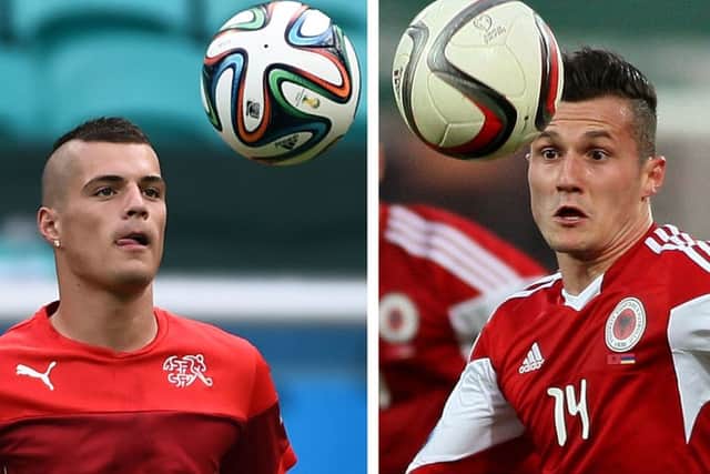 Granit Xhaka, left, and Albania's Taulant Xhaka. Pictures: Getty Images