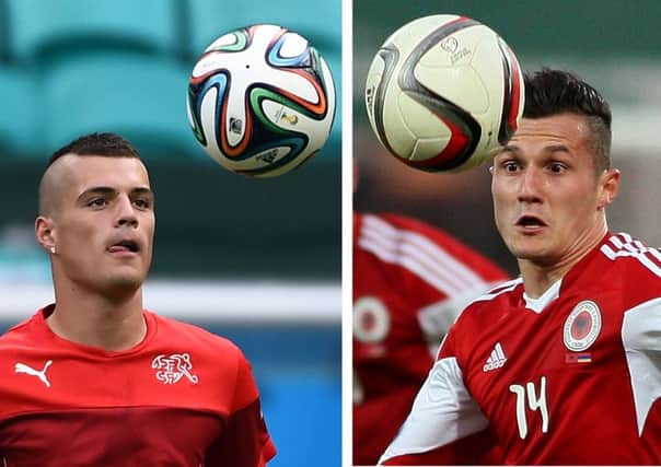 Granit Xhaka, left, and Albania's Taulant Xhaka. Pictures: Getty Images