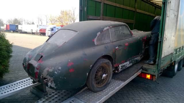 The recovered Aston Martin DB2 prototype, which was tracked down in the Netherlands. Picture: SWNS