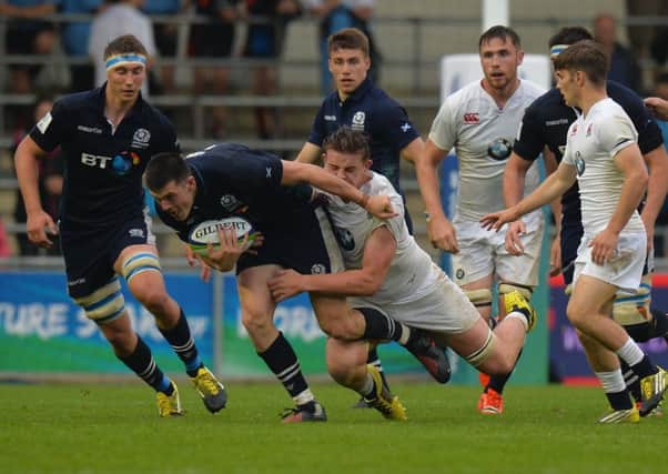 Blair Kinghorn was unable to offer much impetus to a young Scotland side that crashed to a rather heavy 44-0 Pool B defeat to England in Manchester. Picture: Getty