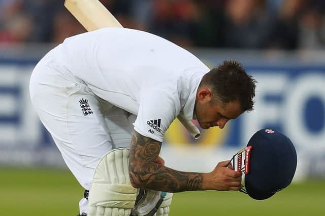 Alex Hales shows his frustration after being dismissed lbw just six runs short of his first Test 100. Picture: Getty Images