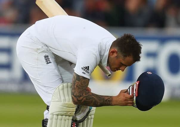 Alex Hales shows his frustration after being dismissed lbw just six runs short of his first Test 100. Picture: Getty Images