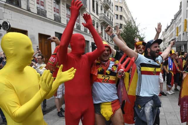 Supporters of Belgium congregate in Lyon ahead of their match against Italy. Picture: AFP/Getty Images