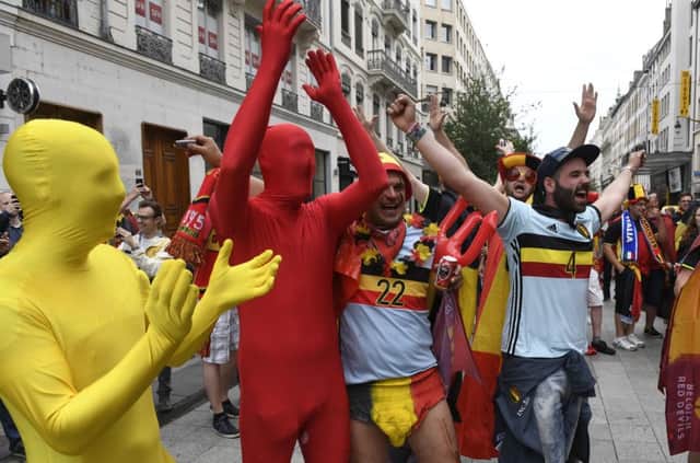 Supporters of Belgium congregate in Lyon ahead of their match against Italy. Picture: AFP/Getty Images