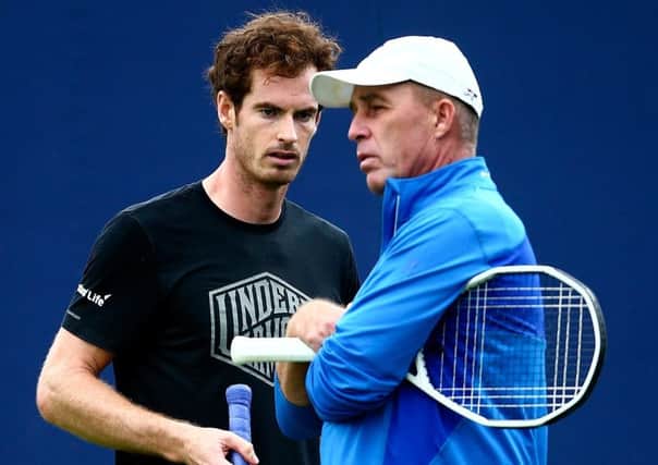 Andy Murray and Ivan Lendl during practice at Queen's Club. Picture: Jordan Mansfield/Getty