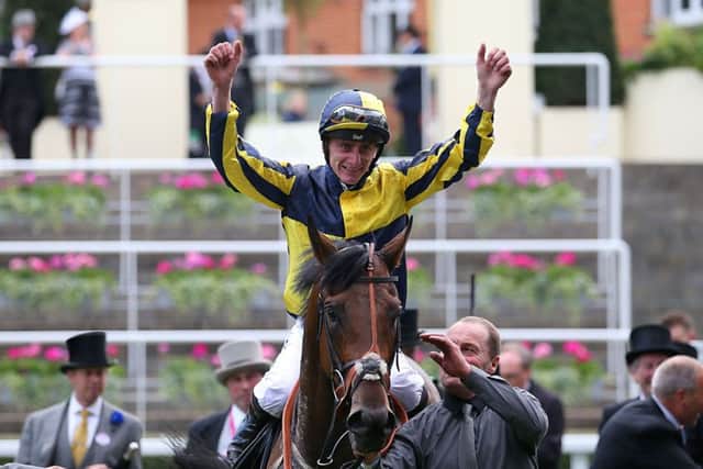 Jockey Adam Kirby celebrates winning the Prince of Wales's Stakes on horse My Dream Boat on day two of Royal Ascot. Picture: David Davies/PA Wire
