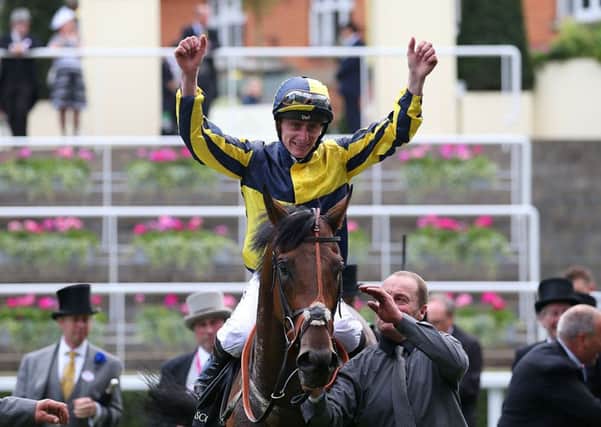 Jockey Adam Kirby celebrates winning the Prince of Wales's Stakes on horse My Dream Boat on day two of Royal Ascot. Picture: David Davies/PA Wire