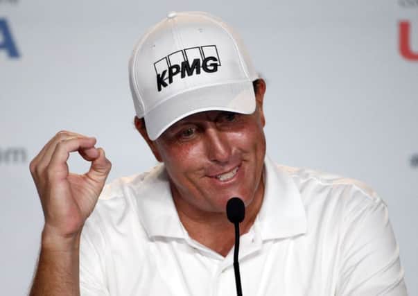 Phil Mickelson addresses the media ahead of the US Open at Oakmont Country Club. Picture: Gene J. Puskar/AP