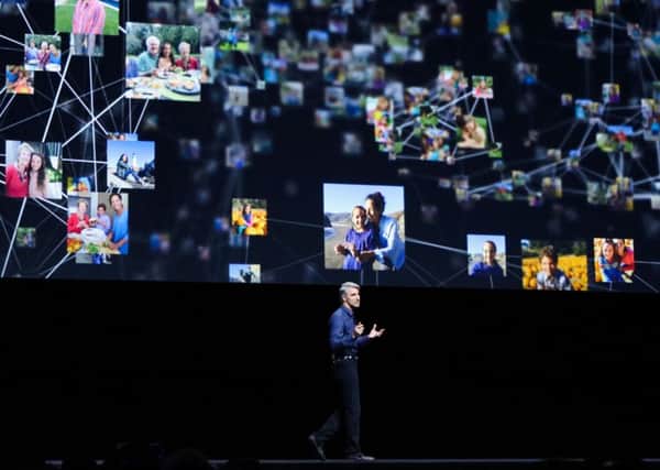 Apple's vice-president of software engineering, Craig Federighi, speaks at WWDC. Picture: Gabrielle Lurie/AFP/Getty Images