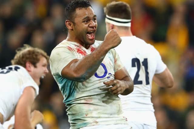 Billy Vunipola celebrates a penalty during the International Test match between Australia and England. Picture: Getty