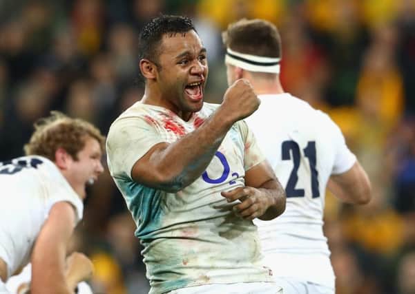 Billy Vunipola celebrates a penalty during the International Test match between Australia and England. Picture: Getty