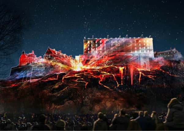 A visualisation of how the installation might look on Edinburgh Castle. Picture: EIF
