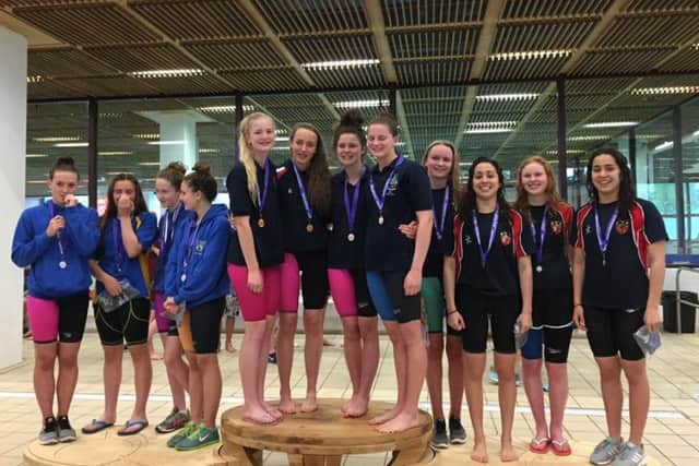 Mary Erskines (left to right) Abby Orr, Katy Smith, Hannah Ewing, Niamh Ritchie top the podium.