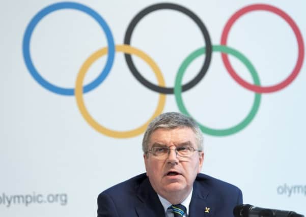 International Olympic Committee president Thomas Bach speaks during the summit in Lausanne. Picture: Laurent Gillieron/Keystone via AP
