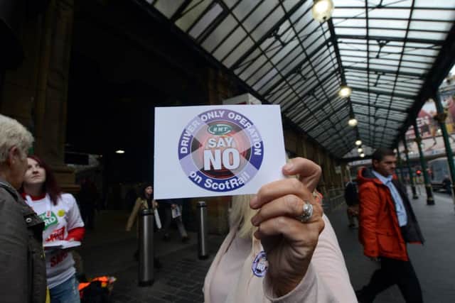 Strike action at Glasgow Central Station. Picture: SWNS