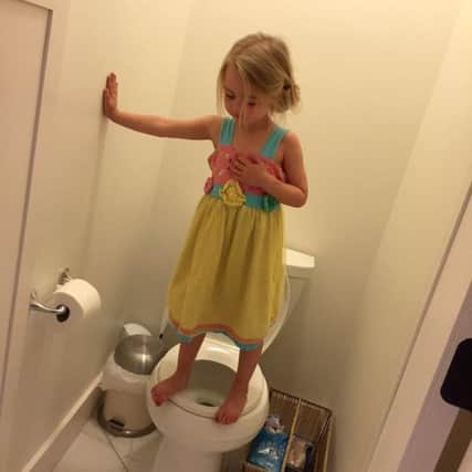Picture of three-year-old practising 'gun lockdown drill' has outraged people on social media. Picture: Stacey Wehrman Feeley/Facebook