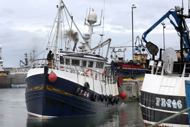 Fishing boats in Fraserburgh harbour . Picture: Alan Miligan