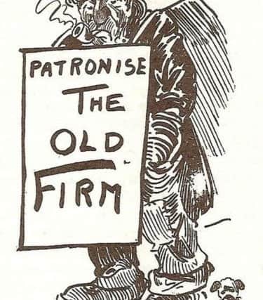 The cartoon in the sports periodical, Scottish Referee, that  is credited with the first use of the term 'Old Firm'