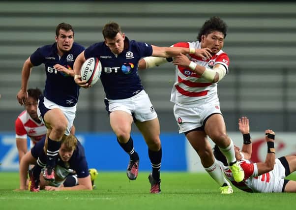 Matt Scott on the rampage during Scotland's first Test win over Japan in Toyota City.  Picture: Atsushi Tomura/Getty Images